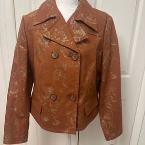 NWT Brown Bronze Town & Country Floral Waist Blazer Size 16